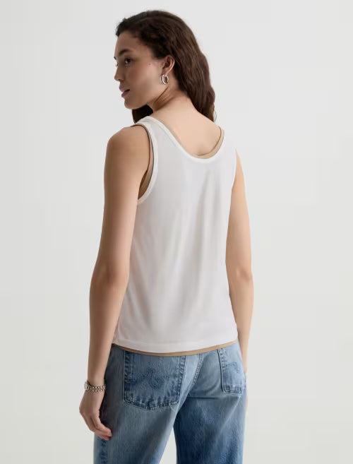 ALINA DOUBLE LAYER TANK (POWDER/KHAKI) - A.G. DENIM