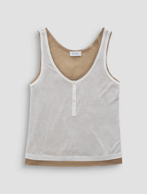 ALINA DOUBLE LAYER TANK (POWDER/KHAKI) - A.G. DENIM
