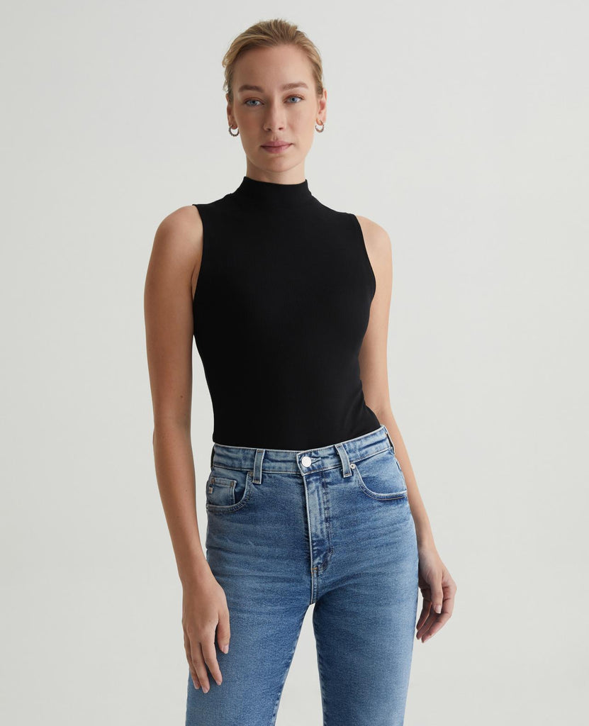 EDIE SLEEVELESS TURTLENECK (BLACK) - A.G. DENIM