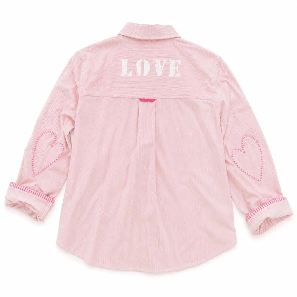 TIA LOVE STRIPE SHIRT (HARDLY PINK-WHITE) - KERRI ROSENTHAL