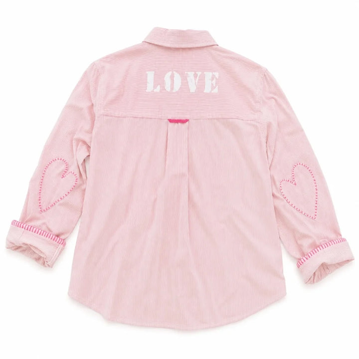 TIA LOVE STRIPE SHIRT (HARDLY PINK-WHITE) - KERRI ROSENTHAL