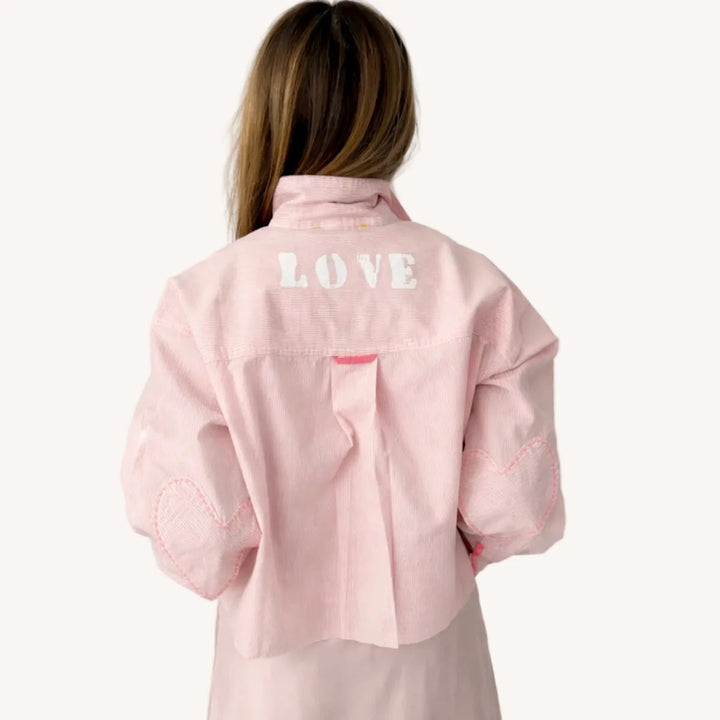 TIA LOVE STRIPE SHIRT (HARDLY PINK-WHITE) - KERRI ROSENTHAL