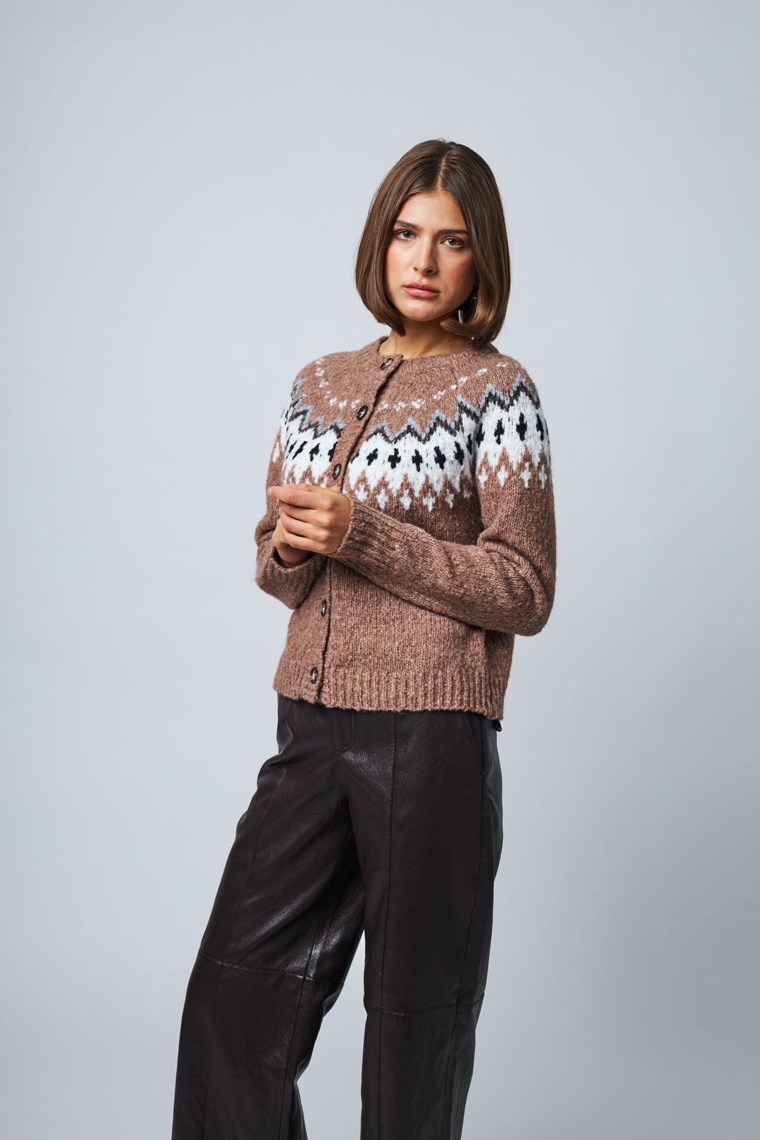 ULLA FAIRISLE CARDIGAN (SMOKEY FAIRISLE) - LINE