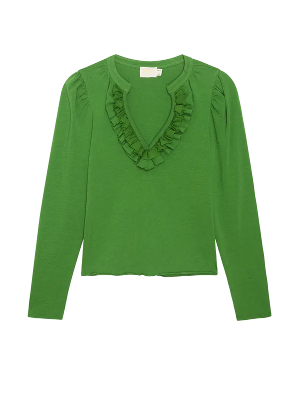 VALITA SPLIT NECK TOP (SALON GREEN) - NATION