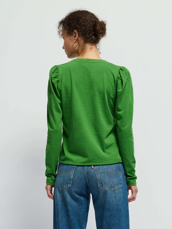 VALITA SPLIT NECK TOP (SALON GREEN) - NATION