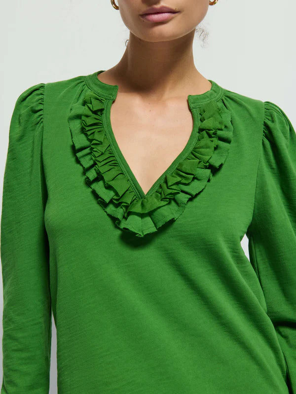 VALITA SPLIT NECK TOP (SALON GREEN) - NATION
