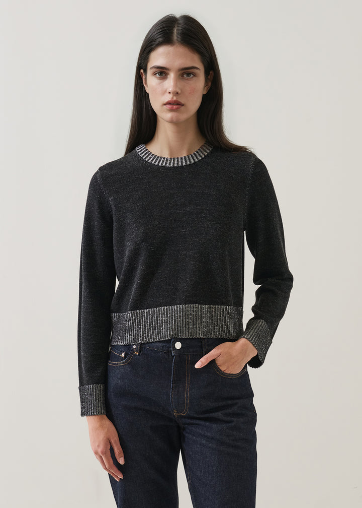 PLAITED EXTRA FINE MERINO CROP CREW - PATRICK ASSARAF