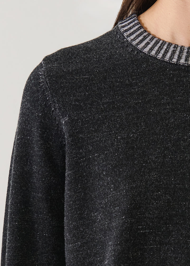 PLAITED EXTRA FINE MERINO CROP CREW - PATRICK ASSARAF