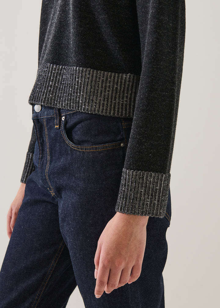 PLAITED EXTRA FINE MERINO CROP CREW - PATRICK ASSARAF
