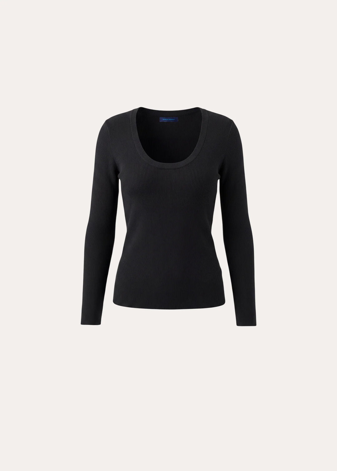 RIBBED EXTRAFINE MERINO SCOOP NECK (BLACK) - PATRICK ASSARAF