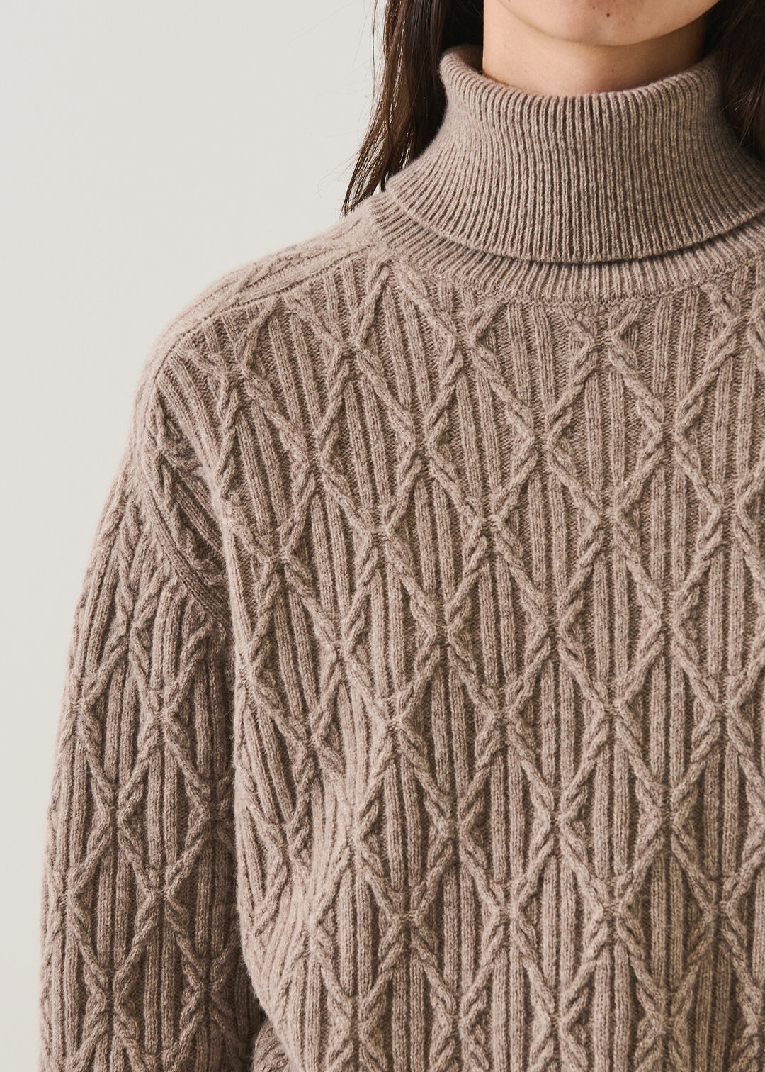 SUPERFINE WOOL CABLE RAGLAN TURTLENECK - PATRICK ASSARAF