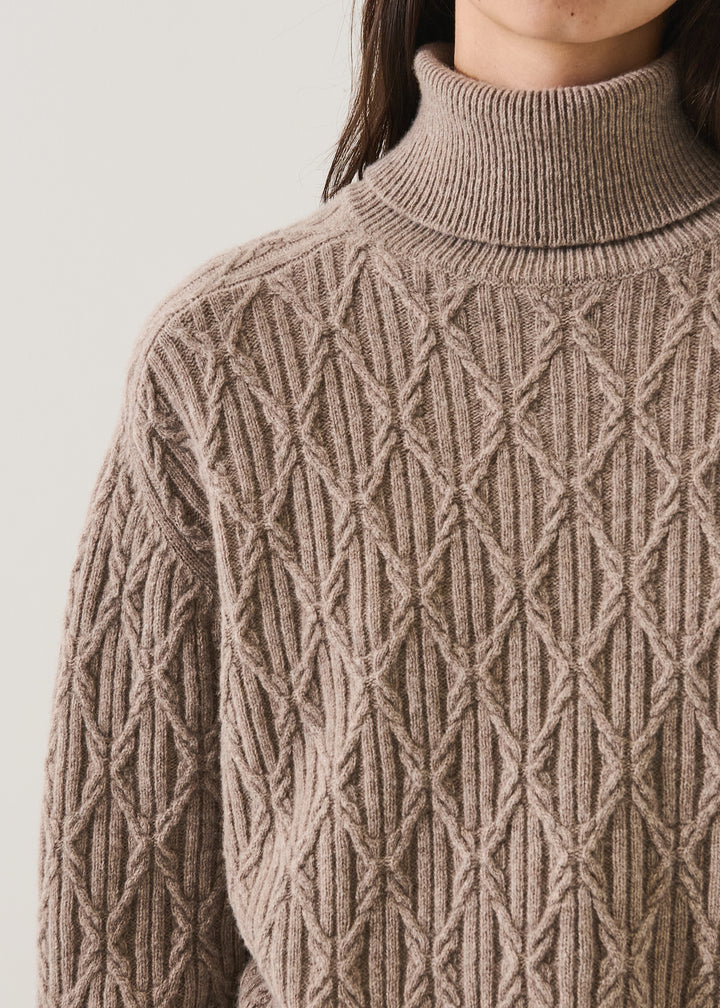 SUPERFINE WOOL CABLE RAGLAN TURTLENECK - PATRICK ASSARAF