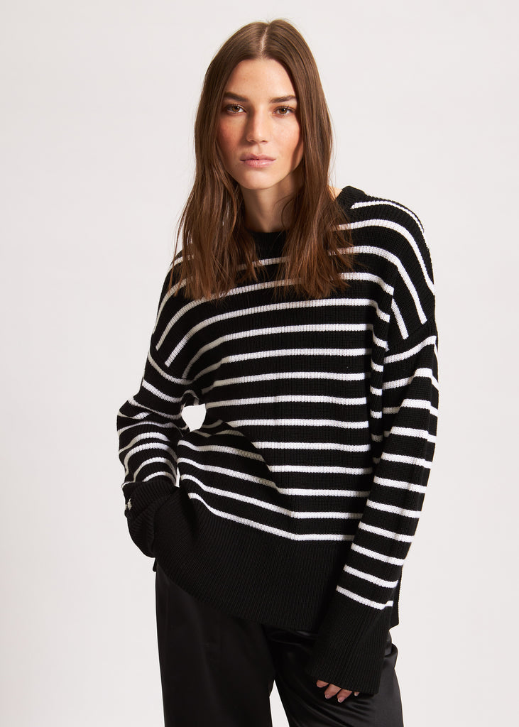 OVERSIZED STRIPE CREW NECK SWEATER - PATRICK ASSARAF