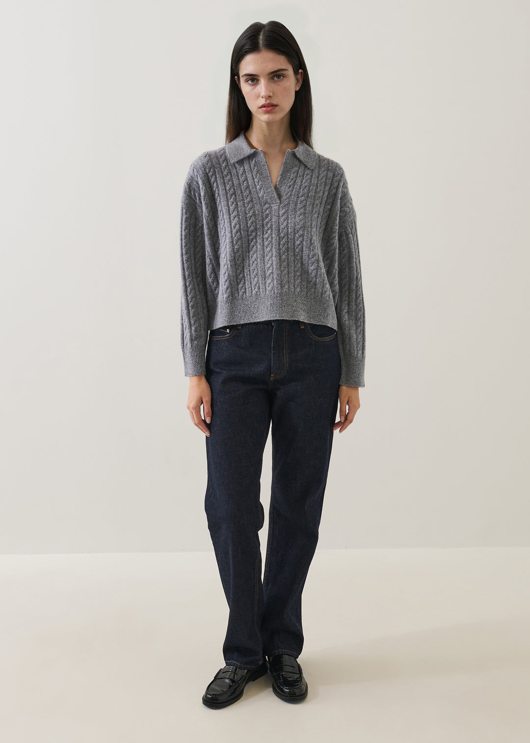 SUPERFINE WOOL CABLE RELAXED POLO - PATRICK ASSARAF