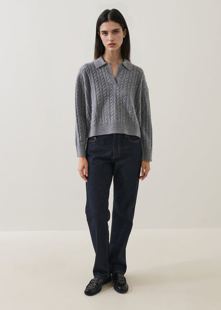 SUPERFINE WOOL CABLE RELAXED POLO - PATRICK ASSARAF