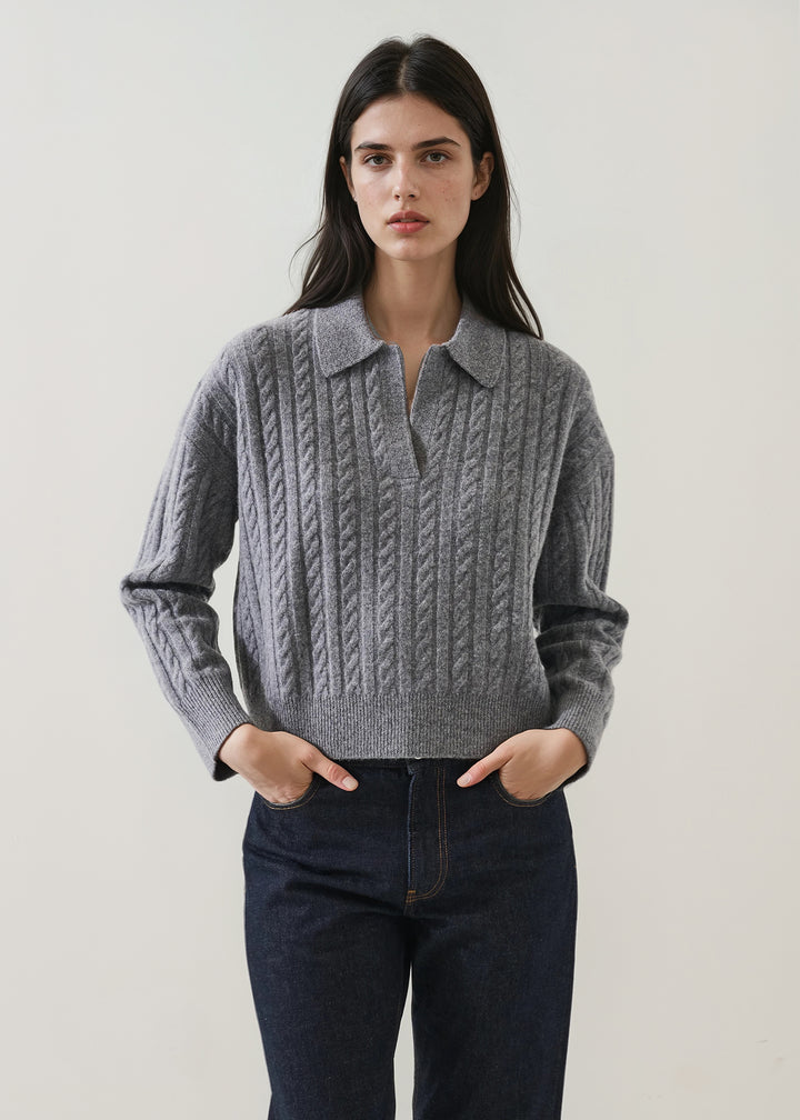 SUPERFINE WOOL CABLE RELAXED POLO - PATRICK ASSARAF