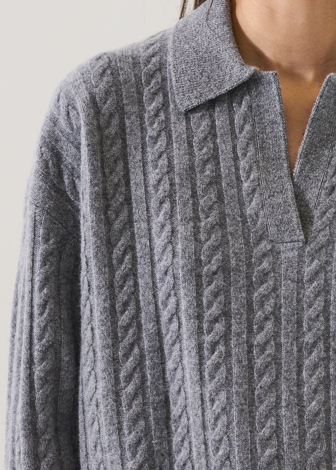 SUPERFINE WOOL CABLE RELAXED POLO - PATRICK ASSARAF
