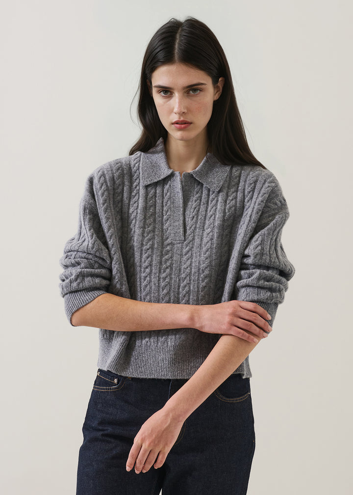 SUPERFINE WOOL CABLE RELAXED POLO - PATRICK ASSARAF