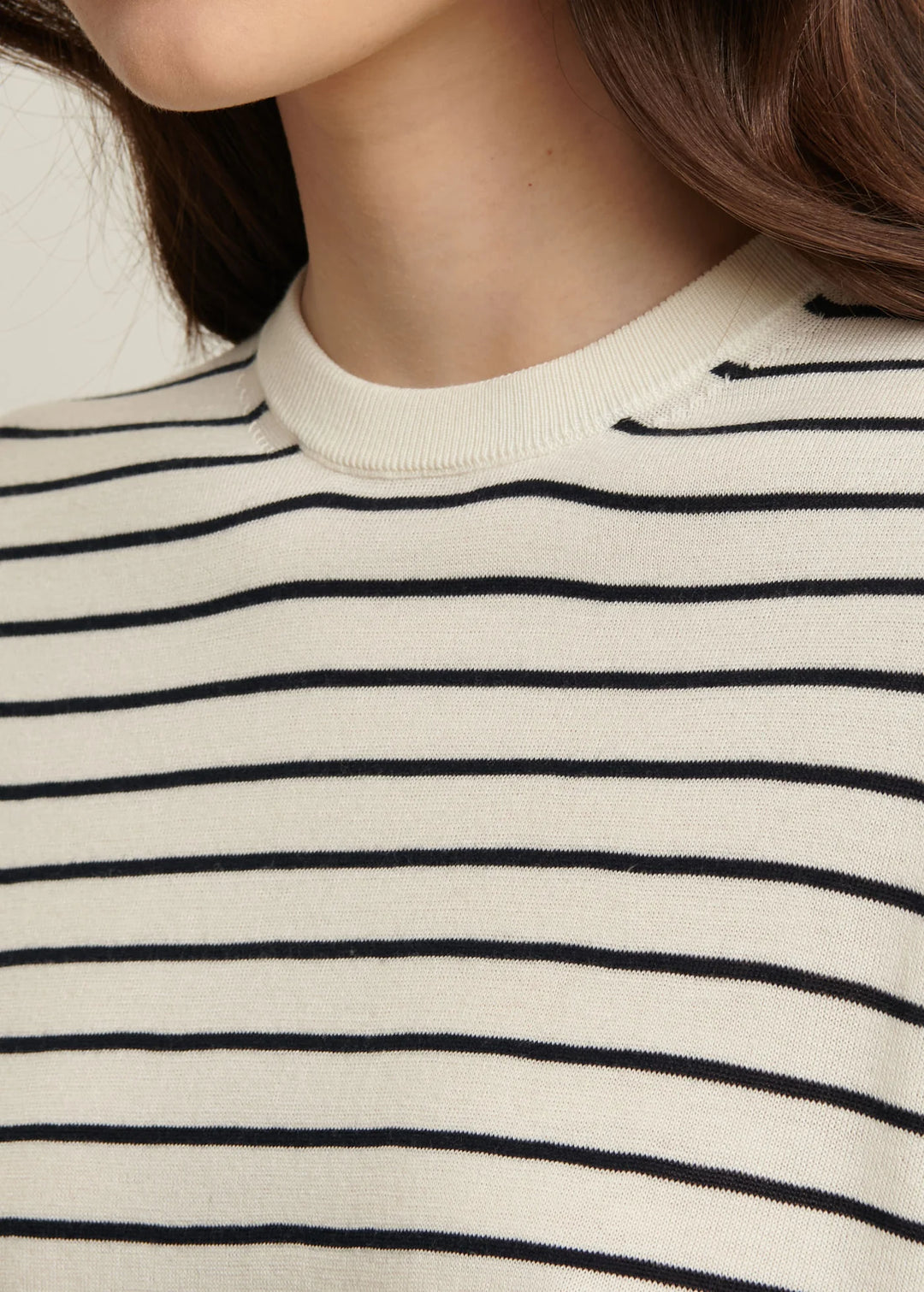 LONG SLEEVE COTTON CUPRO STRIPE SWEATER (WHITE) - PATRICK ASSARAF