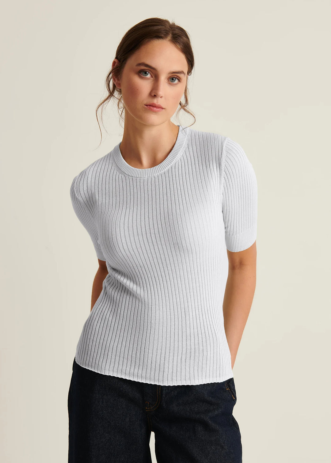 SHORT SLEEVE COTTON CUPRO RIB CREW (OCEAN) - PATRICK ASSARAF