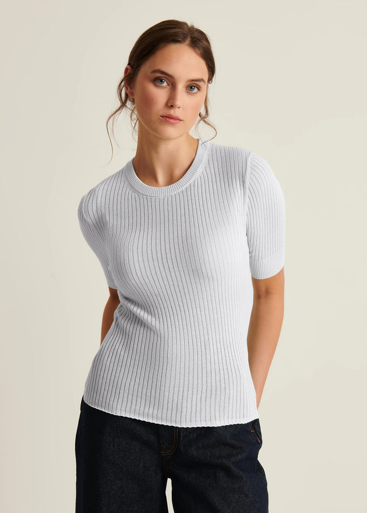 SHORT SLEEVE COTTON CUPRO RIB CREW (OCEAN) - PATRICK ASSARAF