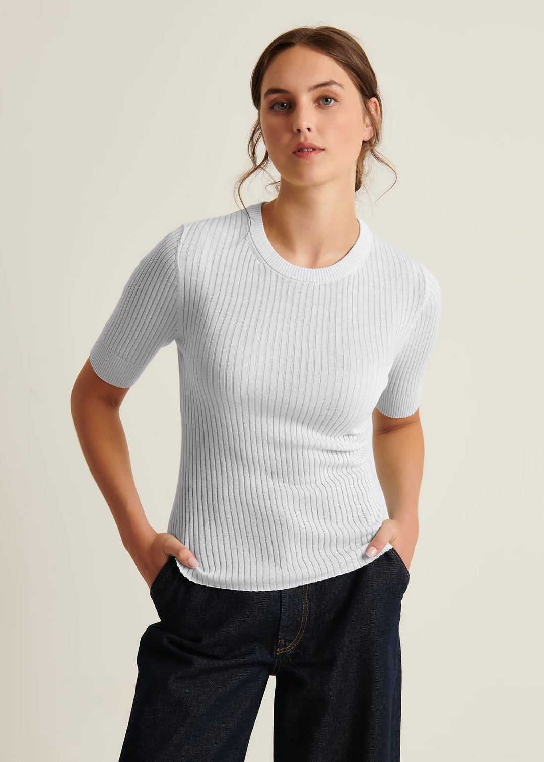 SHORT SLEEVE COTTON CUPRO RIB CREW (OCEAN) - PATRICK ASSARAF