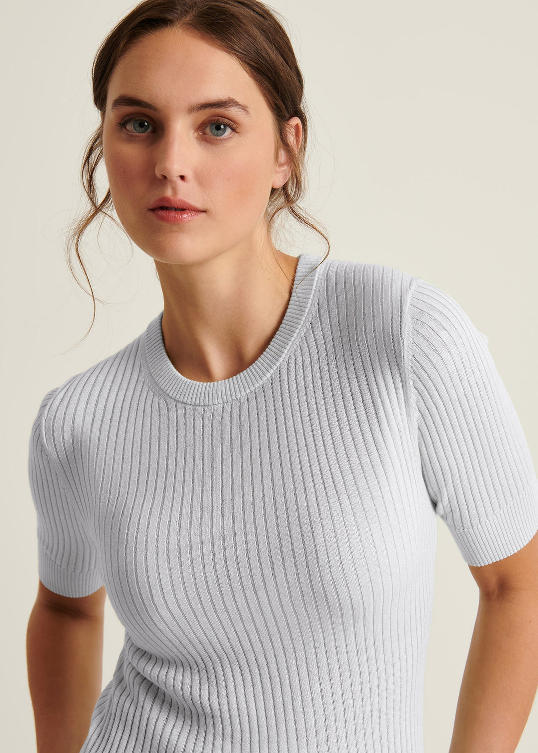 SHORT SLEEVE COTTON CUPRO RIB CREW (OCEAN) - PATRICK ASSARAF