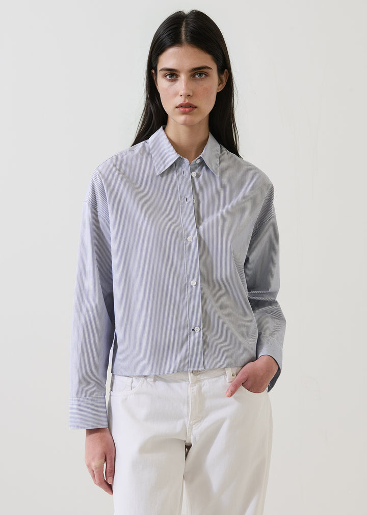 L/S COTTON STRIPE BOXY SHIRT (MARINE) - PATRICK ASSARAF
