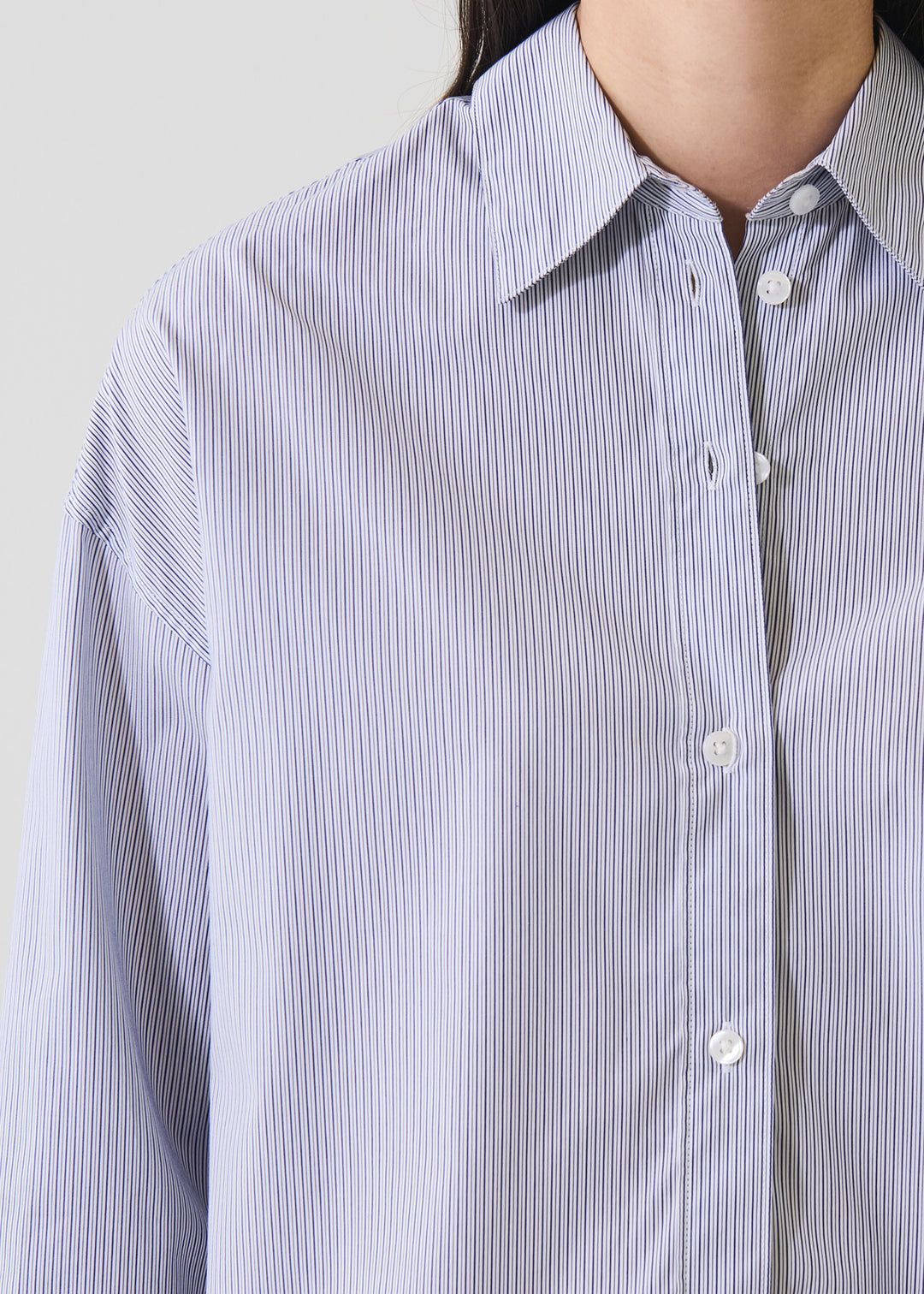 L/S COTTON STRIPE BOXY SHIRT (MARINE) - PATRICK ASSARAF