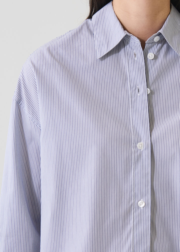 L/S COTTON STRIPE BOXY SHIRT (MARINE) - PATRICK ASSARAF