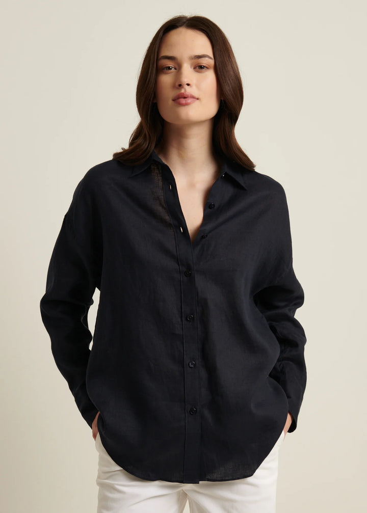 LINEN BOYFRIEND SHIRT (NAVY) - PATRICK ASSARAF