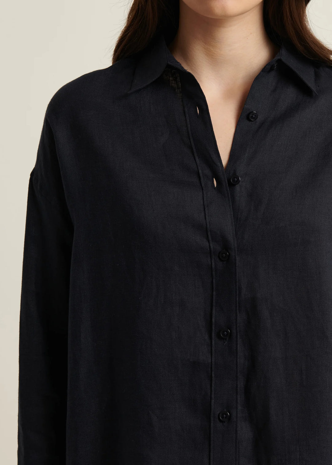 LINEN BOYFRIEND SHIRT (NAVY) - PATRICK ASSARAF