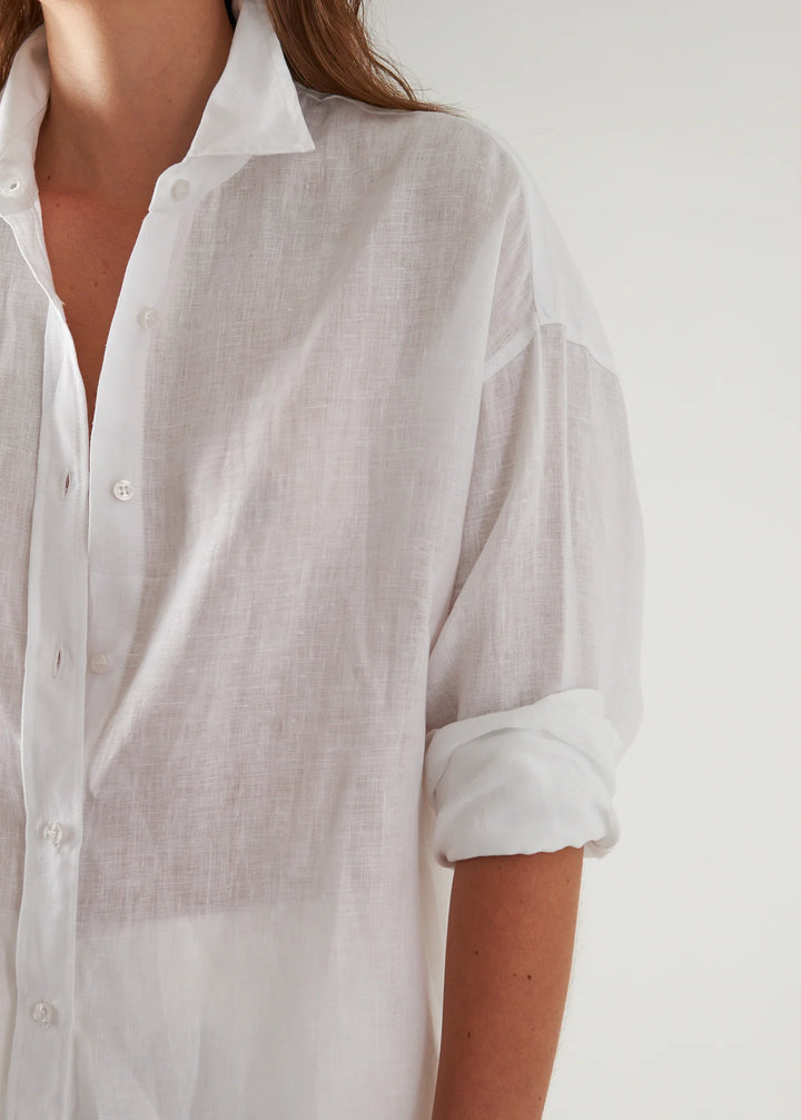 L/S LINEN BOYFRIEND SHIRT (WHITE) - PATRICK ASSARAF
