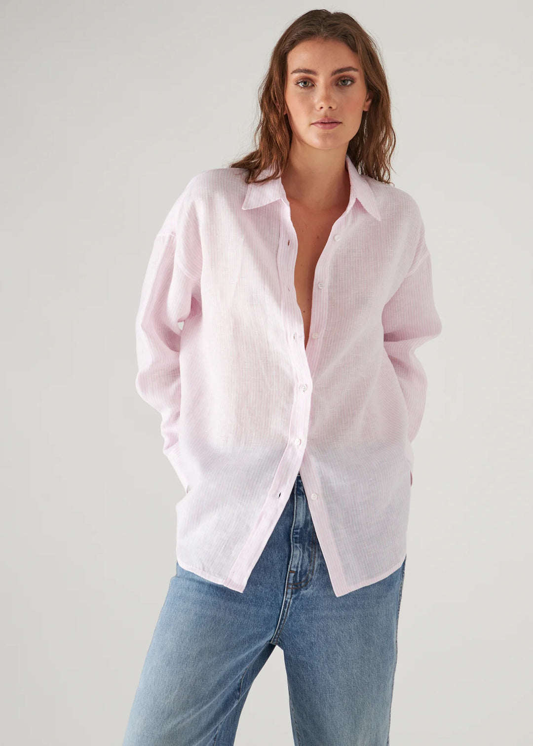 LINEN STRIPED BOYFRIEND SHIRT (PIXIE) - PATRICK ASSARAF
