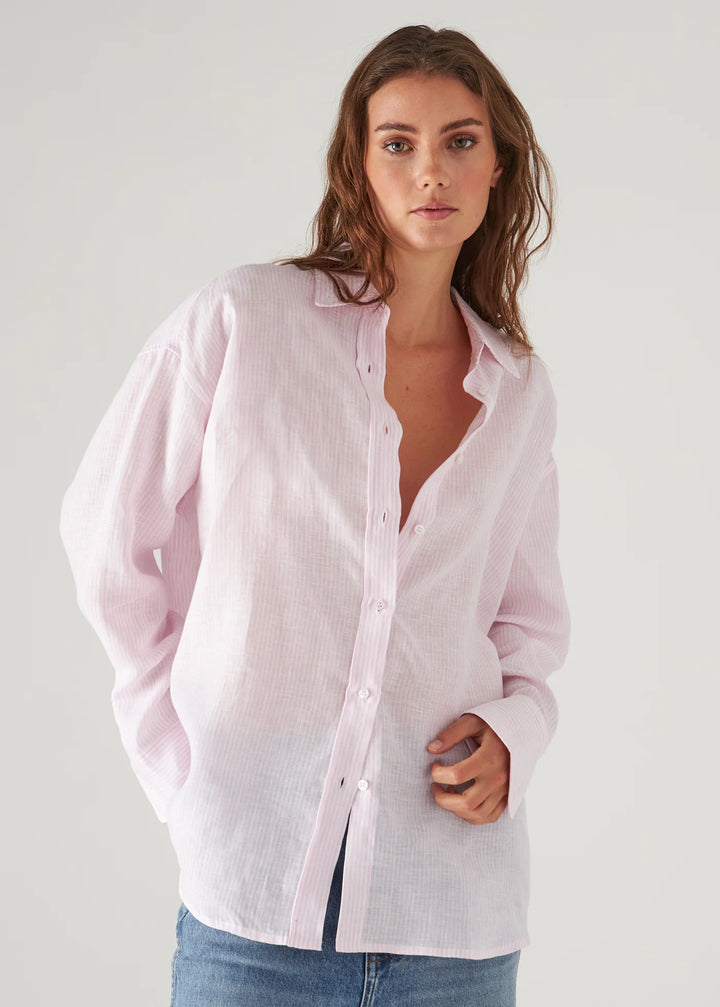 LINEN STRIPED BOYFRIEND SHIRT (PIXIE) - PATRICK ASSARAF