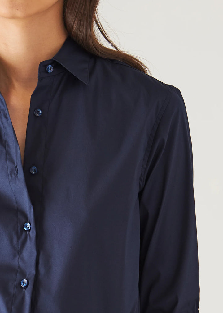 LONG SLEEVE CLASSIC COTTON STRETCH SHIRT (NAVY) - PATRICK ASSARAF