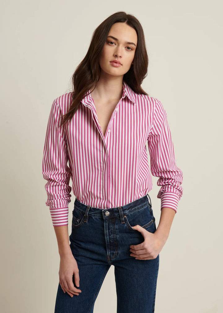 LONG SLEEVE COTTON STRIPE RELAXED SHIRT (DEWBERRY) - PATRICK ASSARAF