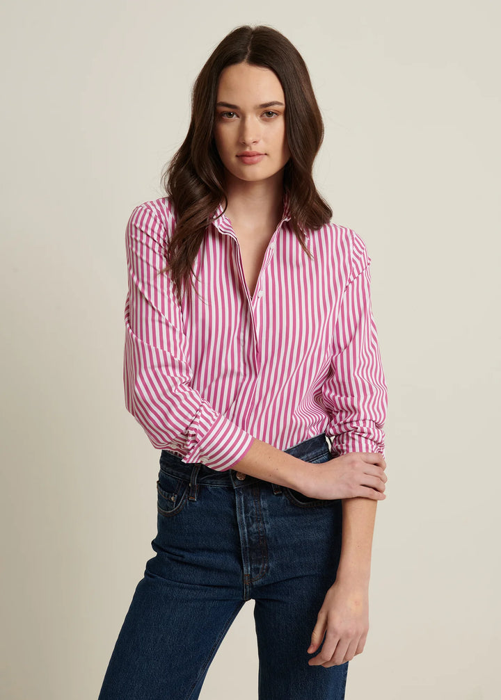 LONG SLEEVE COTTON STRIPE RELAXED SHIRT (DEWBERRY) - PATRICK ASSARAF