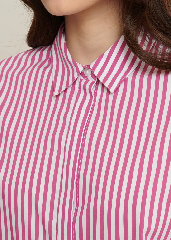 LONG SLEEVE COTTON STRIPE RELAXED SHIRT (DEWBERRY) - PATRICK ASSARAF