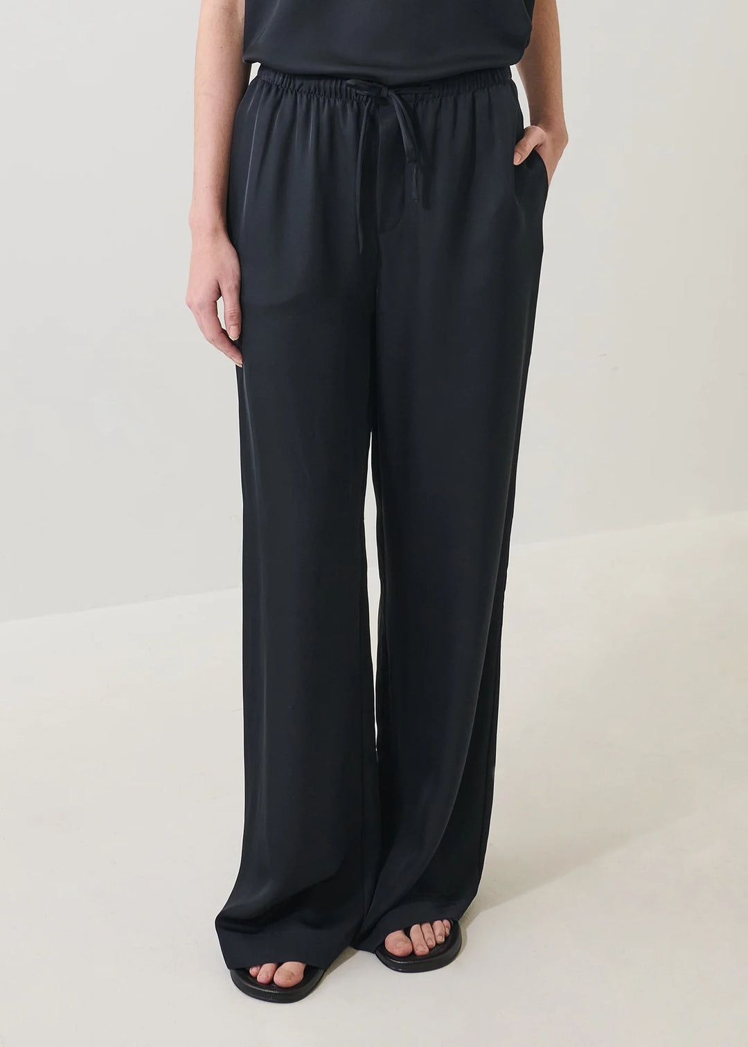 SILK DRAWSTRING PANT (BLACK) - PATRICK ASSARAF