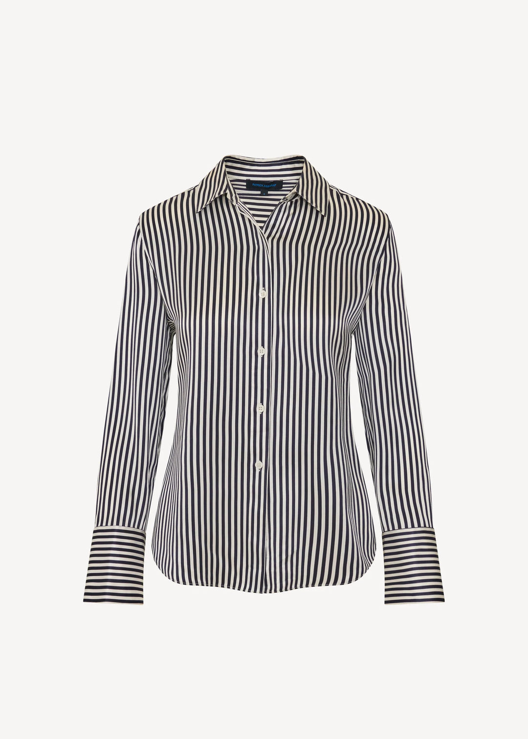 L/S SILK SATIN RELAXED SHIRT (NAVY BOLD STRIPE) - PATRICK ASSARAF