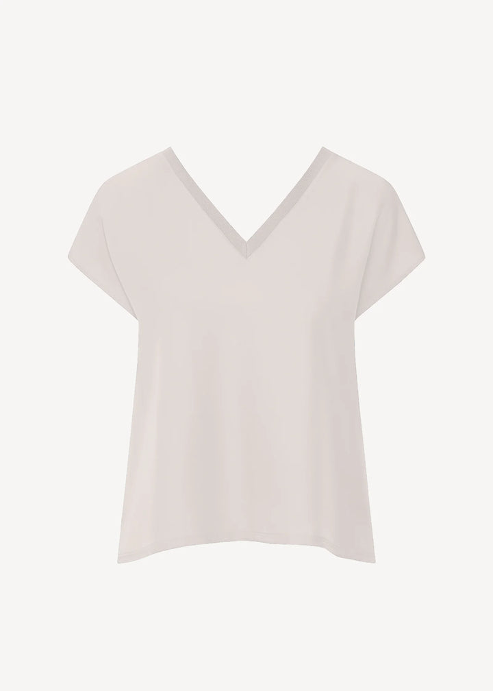 SILK V-NECK DOLMAN SLEEVE TEE (ECRU) - PATRICK ASSARAF