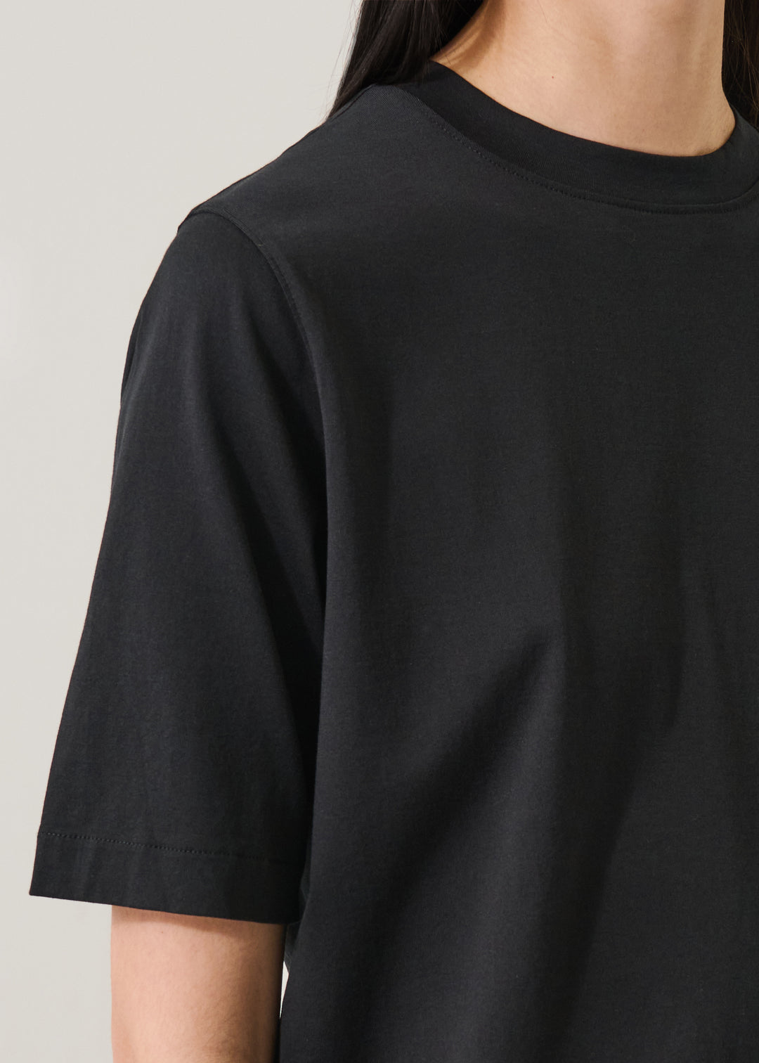 SHORT SLEEVE MERCERIZED COTTON RELAXED CREW (BLACK) - PATRICK ASSARAF