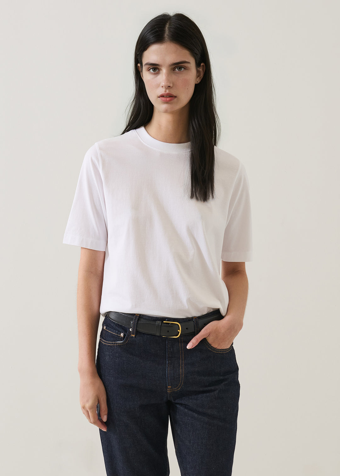 SHORT SLEEVE MERCERIZED COTTON RELAXED CREW (WHITE) - PATRICK ASSARAF