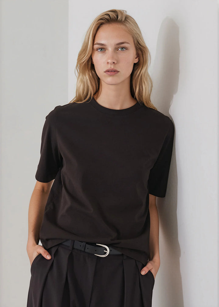 ORGANIC COTTON RELAXED CREW (MOLASSES) - PATRICK ASSARAF