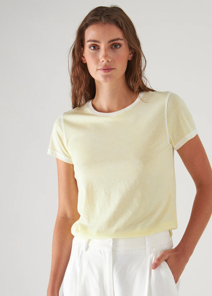 REVERSE SPRAY LIGHTWEIGHT PIMA COTTON TEE (LEMONDROP) - PATRICK ASSARAF