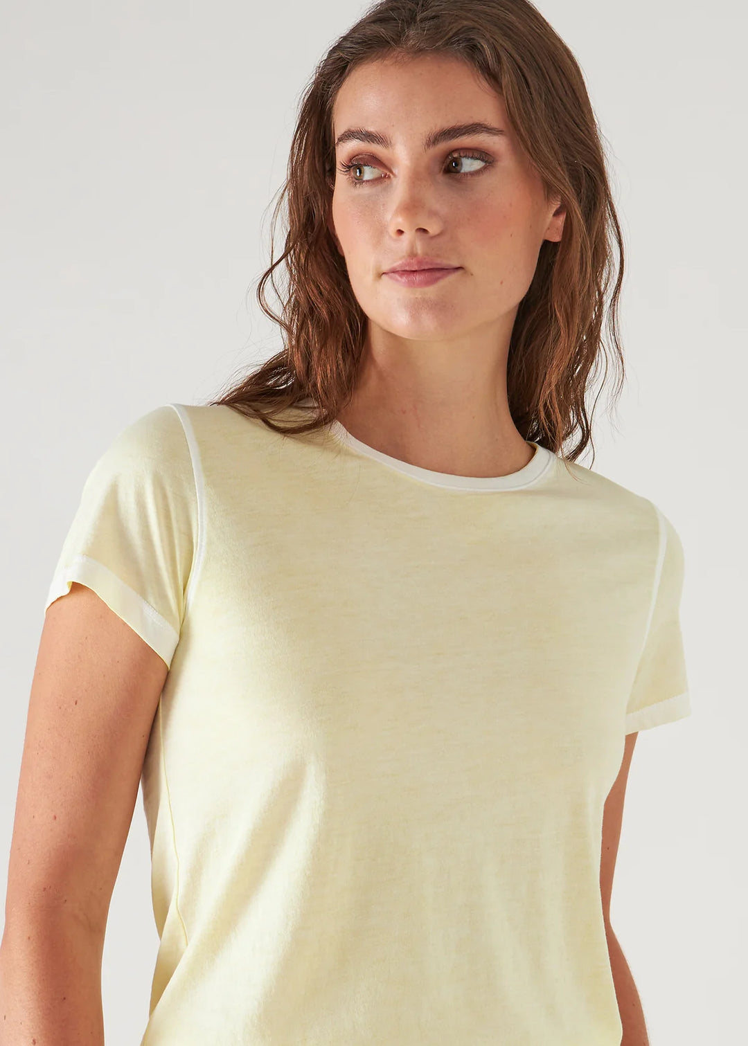 REVERSE SPRAY LIGHTWEIGHT PIMA COTTON TEE (LEMONDROP) - PATRICK ASSARAF