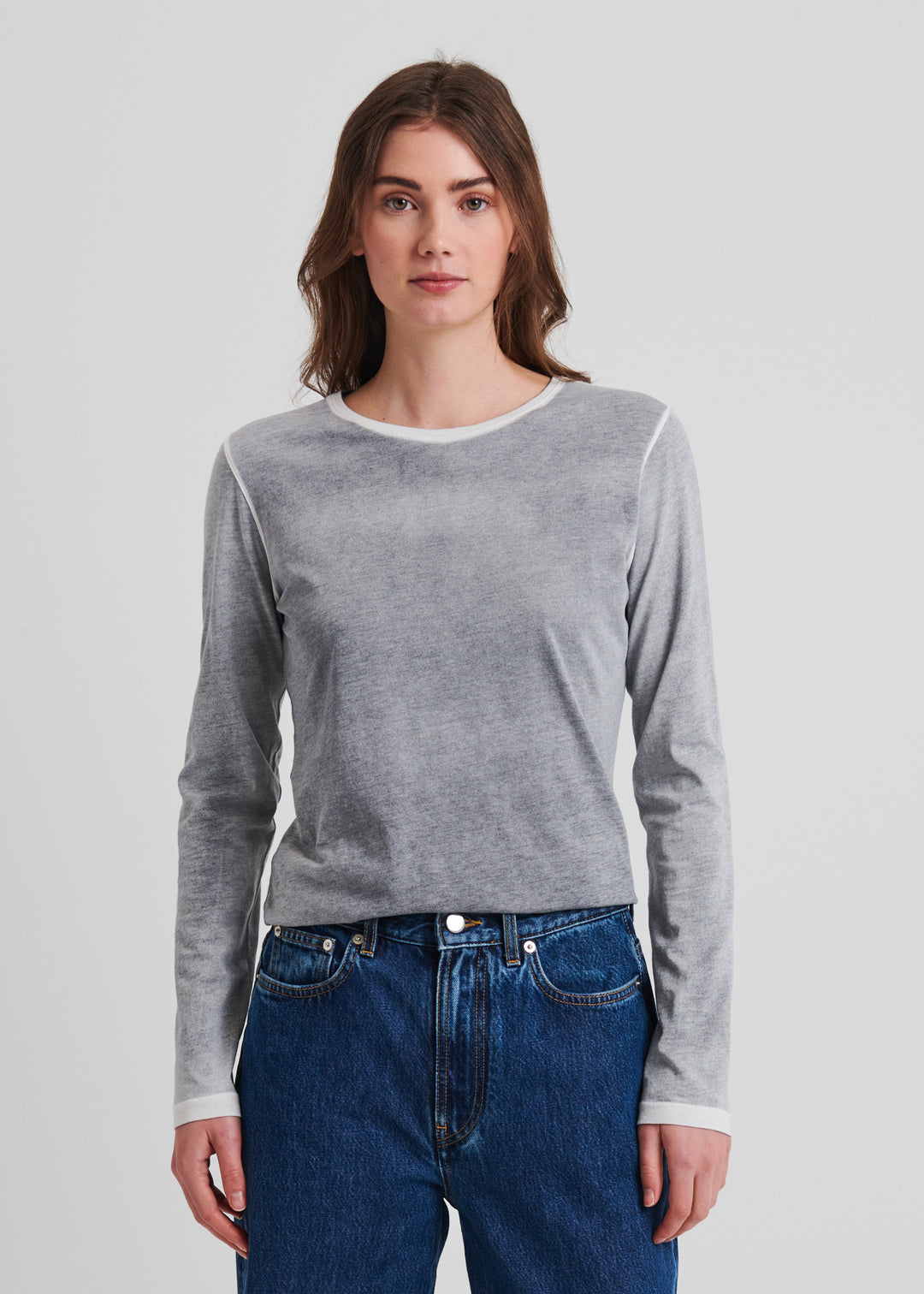 REVERSE SPRAY PIMA CLASSIC LONG SLEEVE CREW  - PATRICK ASSARAF