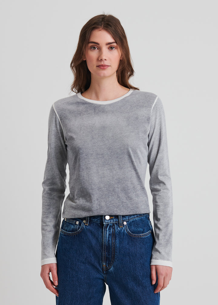 REVERSE SPRAY PIMA CLASSIC LONG SLEEVE CREW  - PATRICK ASSARAF