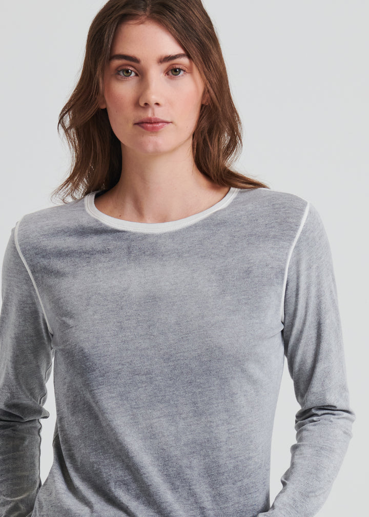 REVERSE SPRAY PIMA CLASSIC LONG SLEEVE CREW  - PATRICK ASSARAF